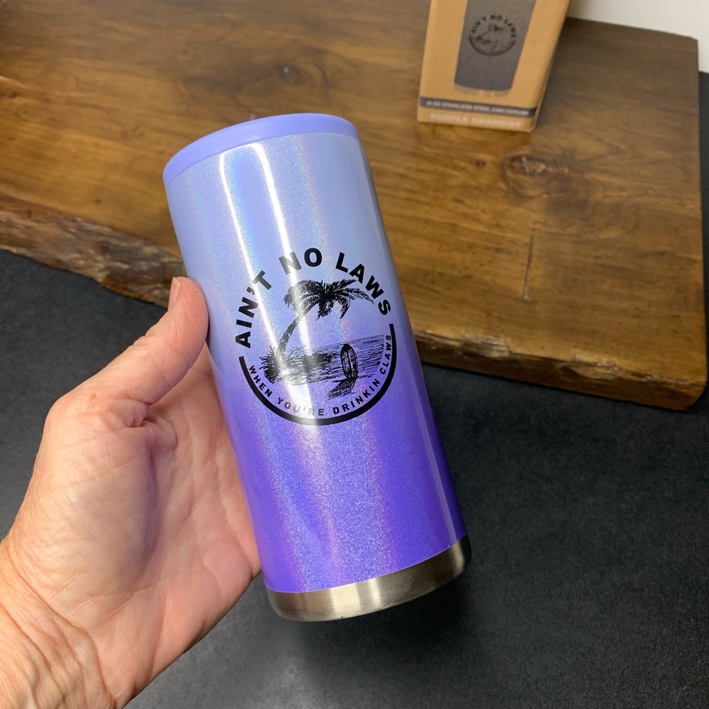 12oz stainless steel slim can holder iridescent purple